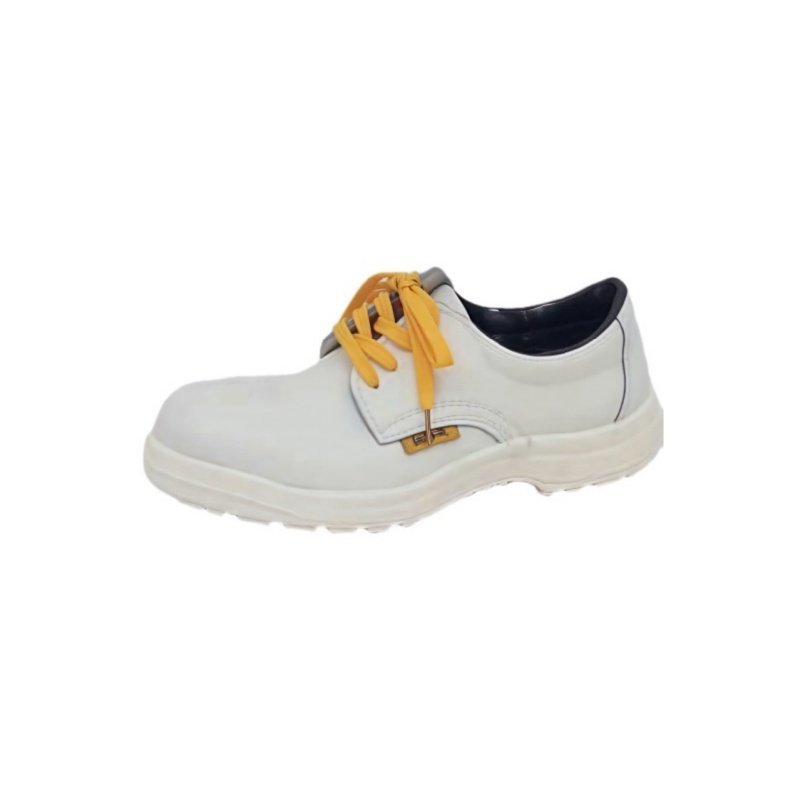White Anti-Static ESD Low-Cut Work Shoes with Yellow Laces - Dragon Uniform & Apparel