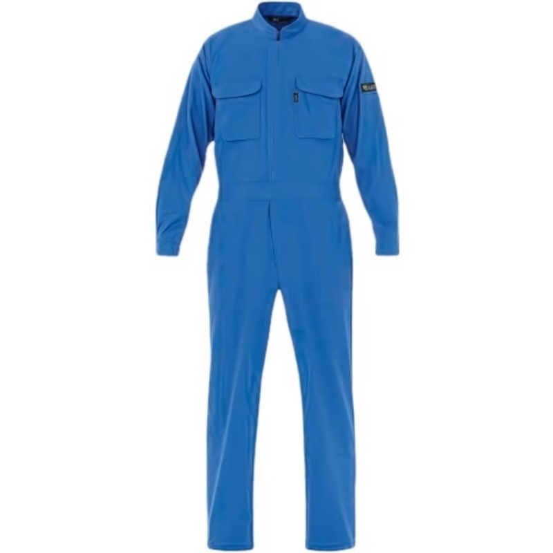 Blue ESD Workwear Jumpsuit with Long Sleeves and Front Pockets
