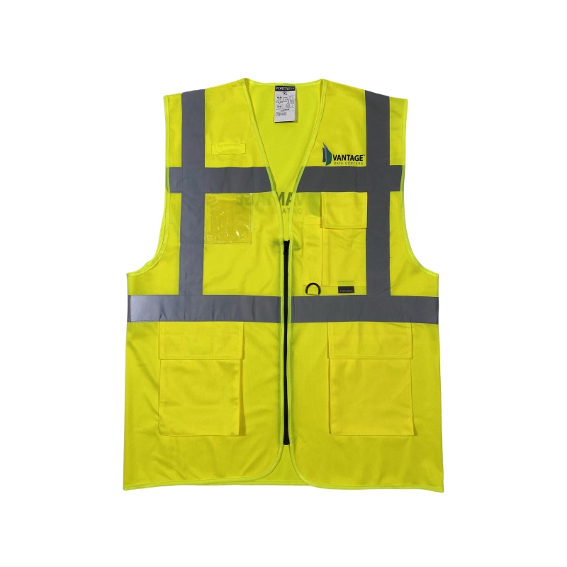 High-Visibility Polyester Safety Vest with Reflective Strips & Multi-Pockets for Singapore Workplaces - Dragon Uniform