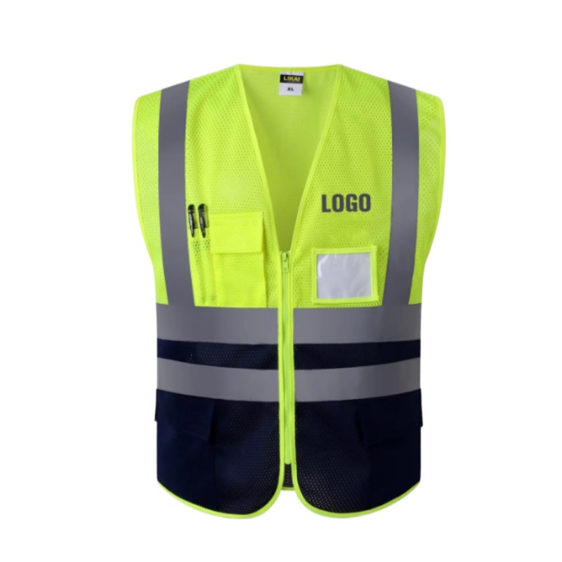 Breathable Mesh High-Visibility Safety Vest with Multi-Pockets & Reflective Strips - Dragon Uniform
