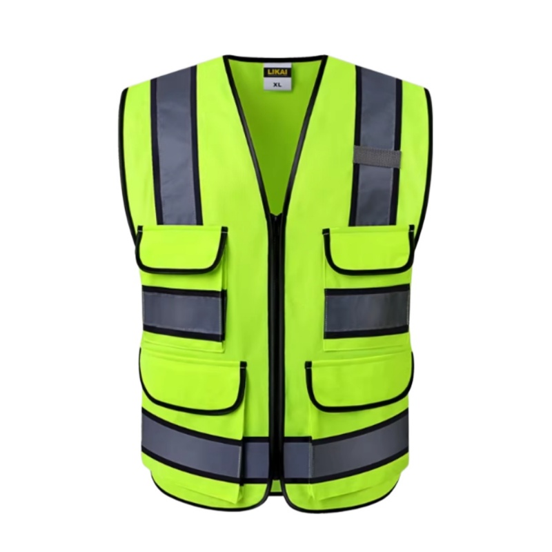 High-Visibility Fluorescent Safety Vest with Reflective Strips & Multi-Pockets for Singapore Workplaces - Dragon Uniform
