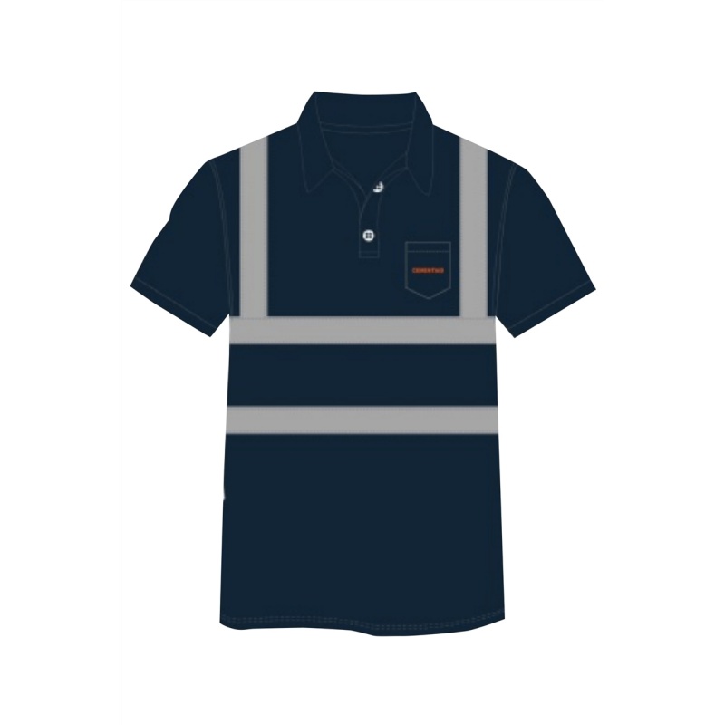 High-Visibility Navy Reflective Polo Shirt for Enhanced Safety and Professional Workwear in Singapore - Dragon Uniform