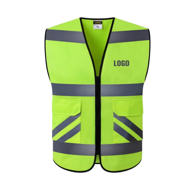 High-Visibility Fluorescent Safety Vest with Reflective Strips & Pockets for Enhanced Workplace Safety - Dragon Uniform