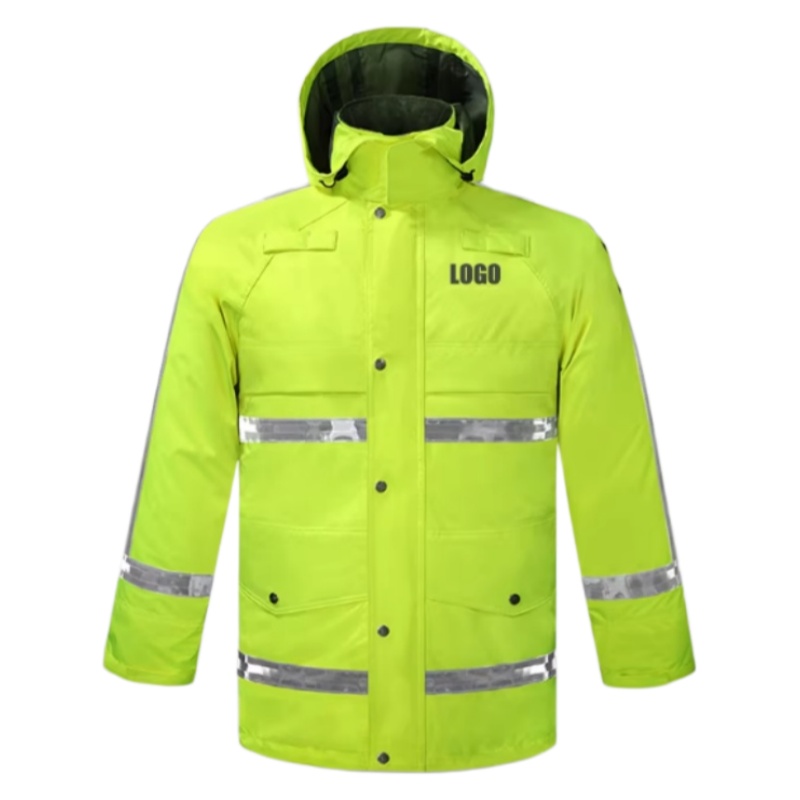 High-Visibility Waterproof Safety Rain Jacket with Reflective Strips for Outdoor Work - Dragon Uniform