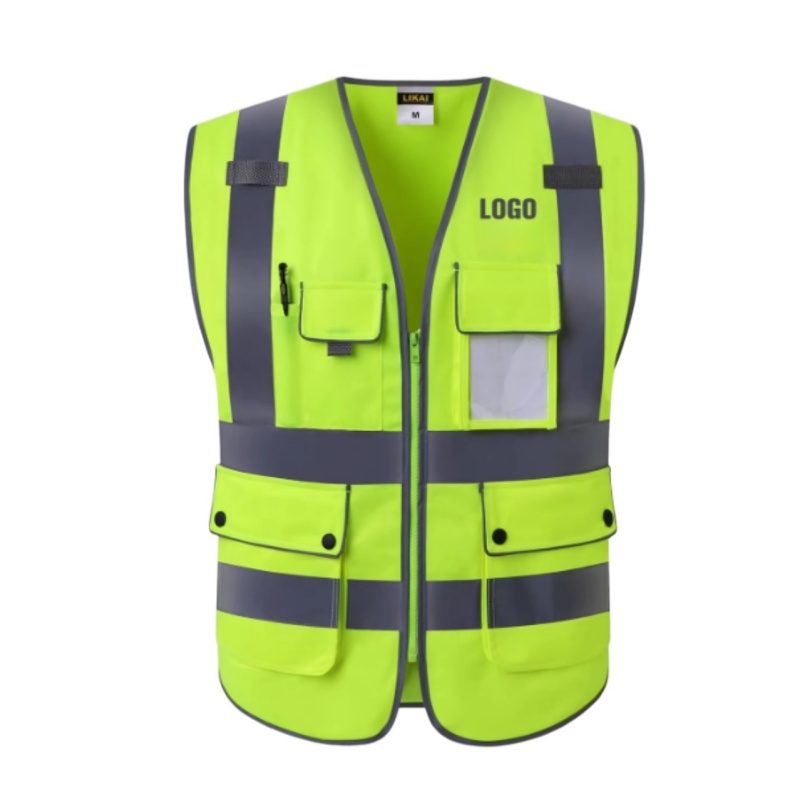 High-Visibility Fluorescent Safety Vest with Multi-Pockets & Reflective Strips for Workplace Safety - Dragon Uniform