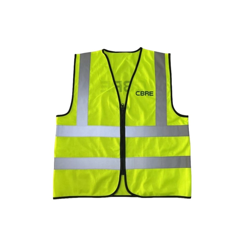 High-Visibility Fluorescent Yellow Safety Vest with Reflective Strips and Zipper Closure - Dragon Uniform