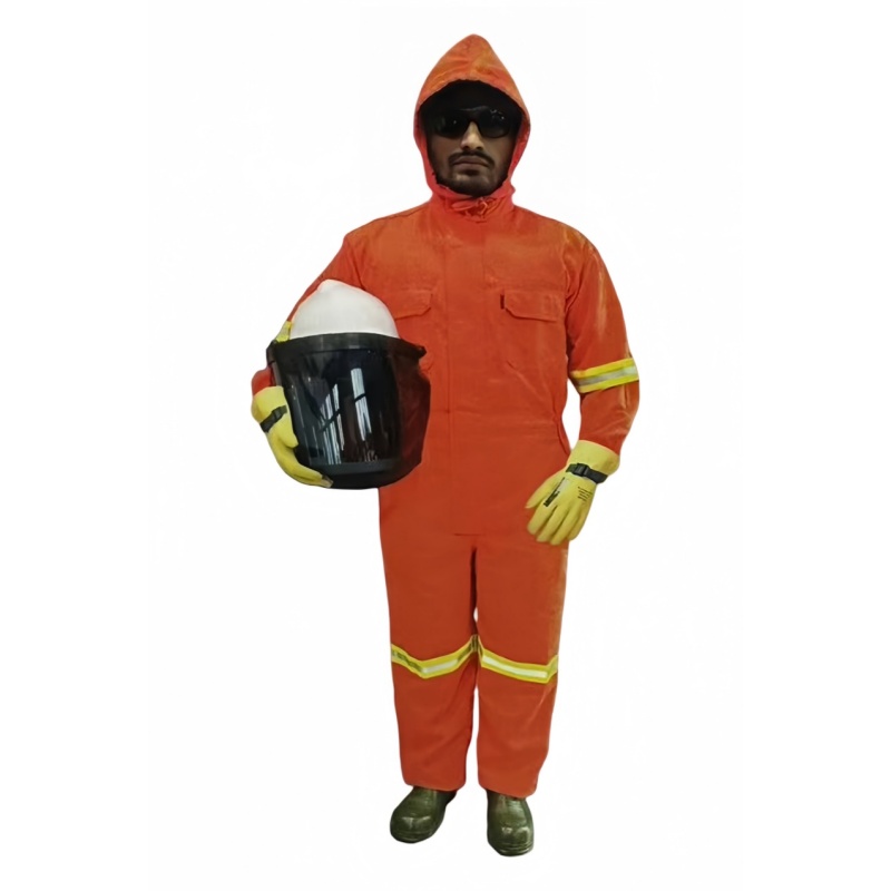 Durable Orange Hooded Industrial Coverall with Reflective Strips for Enhanced Safety - Dragon Uniform