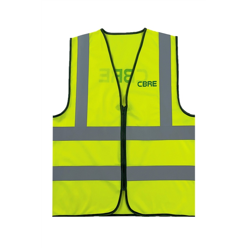 High-Visibility Fluorescent Yellow Safety Vest with Reflective Strips and Zipper - Dragon Uniform