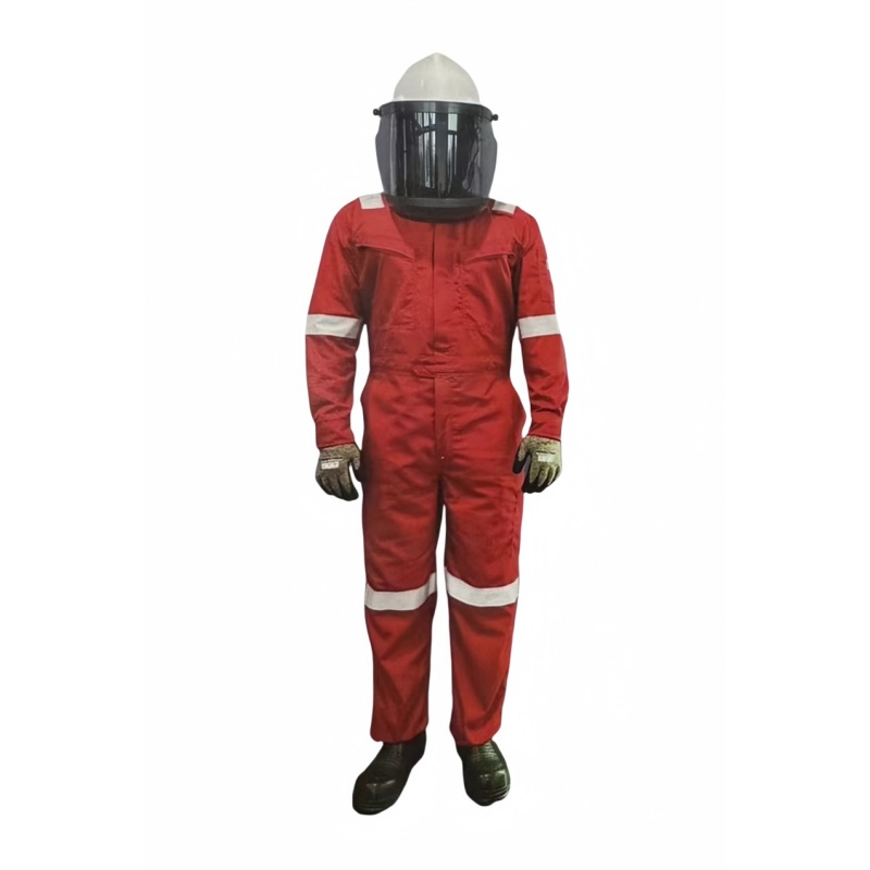 Durable Red Industrial Coverall with Reflective Stripes for Enhanced Workplace Safety - Dragon Uniform