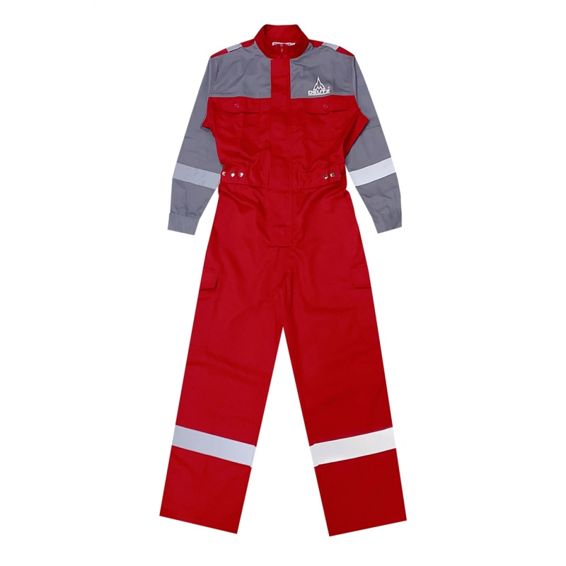 Durable Red & Grey Industrial Coverall: High-Visibility Workwear for Singapore Professionals - Dragon Uniform