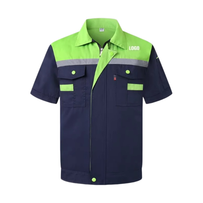 Durable Two-Tone Work Uniform Top with Reflective Strips for Enhanced Safety & Comfort - Dragon Uniform