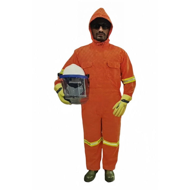 High-Visibility Orange Industrial Safety Coverall with Reflective Strips and Hood - Dragon Uniform