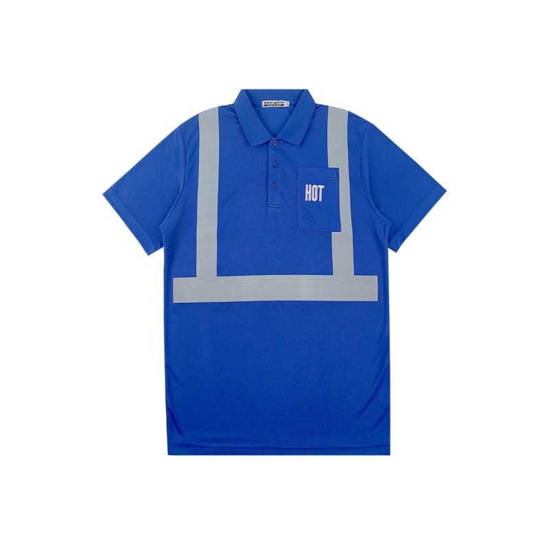 High-Visibility Royal Blue Safety Polo Shirt with Reflective Strips and Pocket - Dragon Uniform