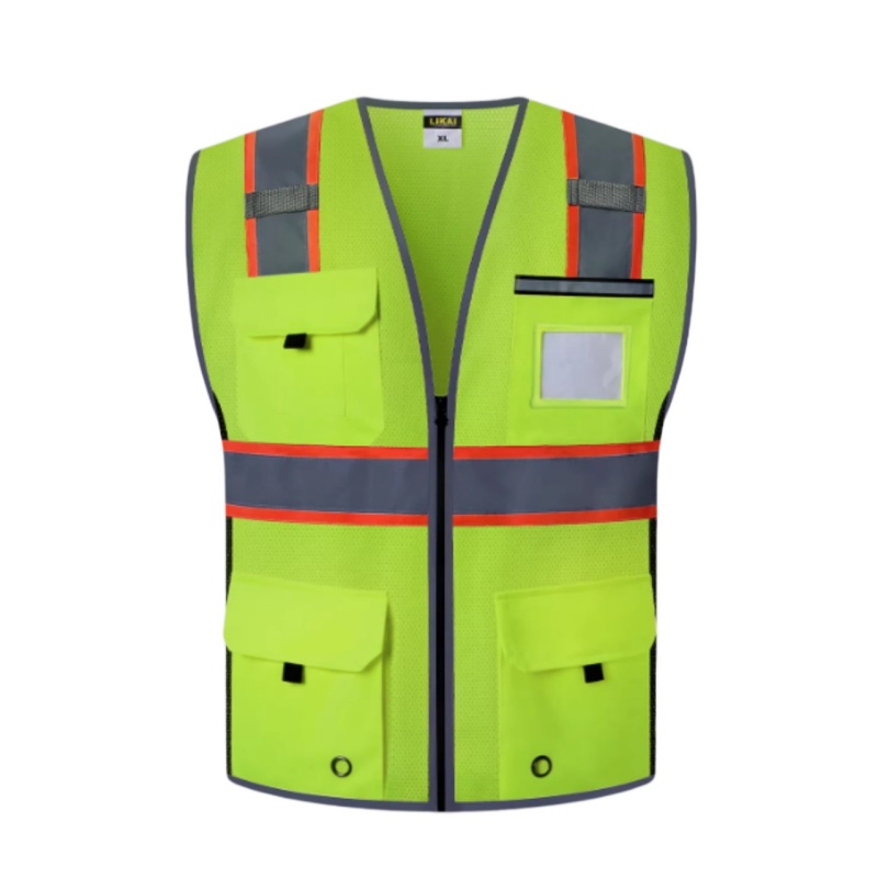 High-Visibility Mesh Safety Vest with Multi-Pockets and Reflective Strips for Workplace Safety - Dragon Uniform