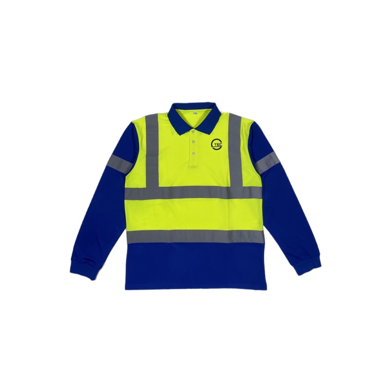 High-Visibility Long-Sleeve Safety Polo Shirt with Reflective Strips for Enhanced Workplace Safety - Dragon Uniform
