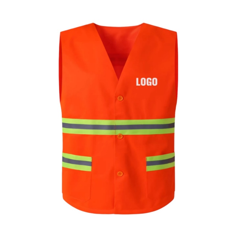 High-Visibility Orange Safety Vest with Reflective Strips for Enhanced Workplace Safety - Dragon Uniform