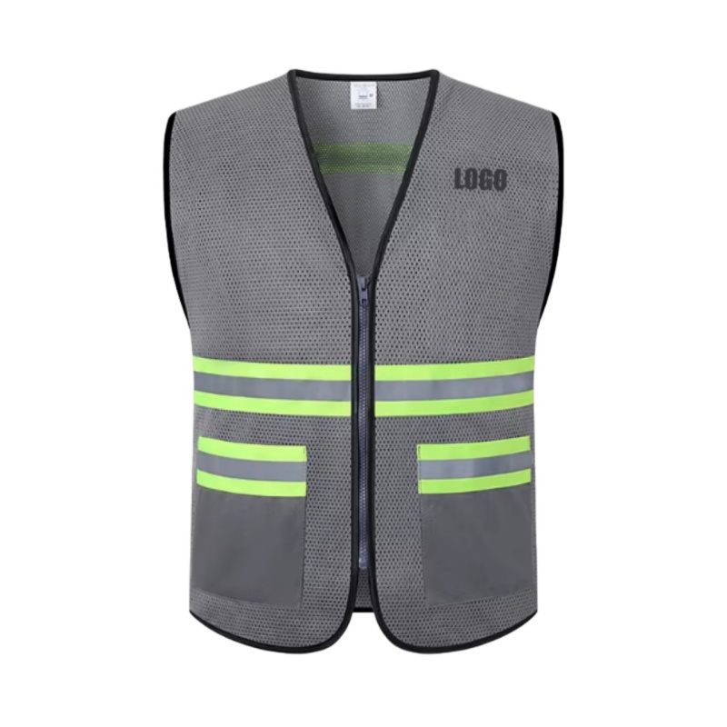 Breathable Mesh Reflective Safety Vest with Pockets for High Visibility Work Uniforms - Dragon Uniform