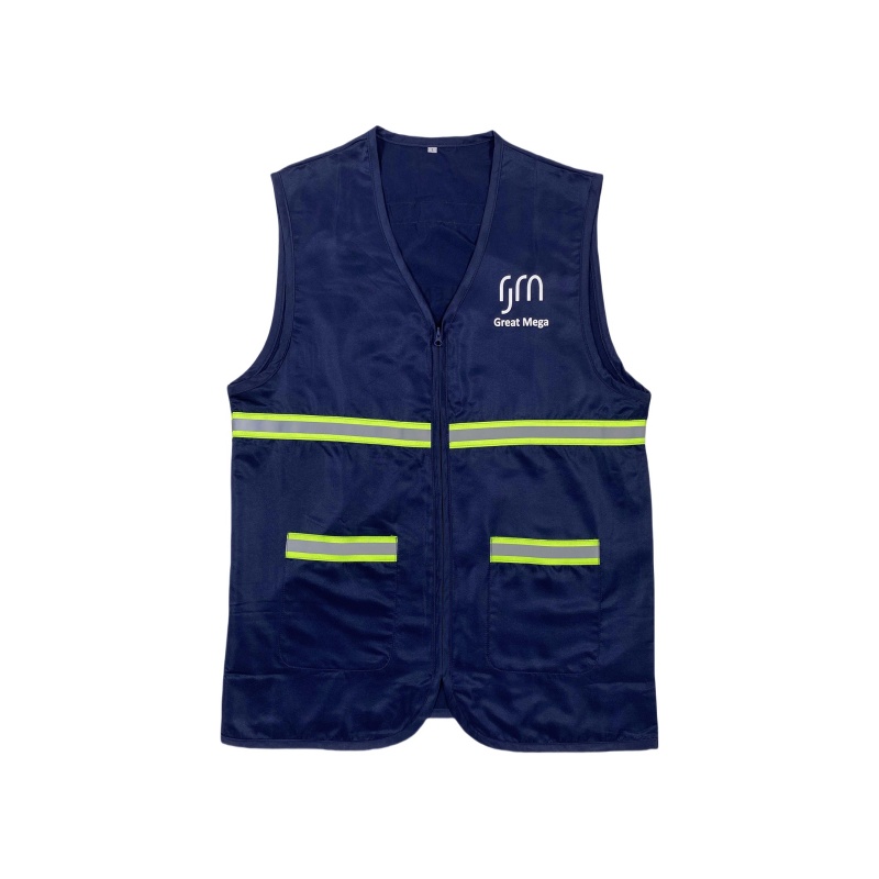 Durable Navy Safety Vest with Reflective Strips & Pockets for Singapore Work Uniforms - Dragon Uniform