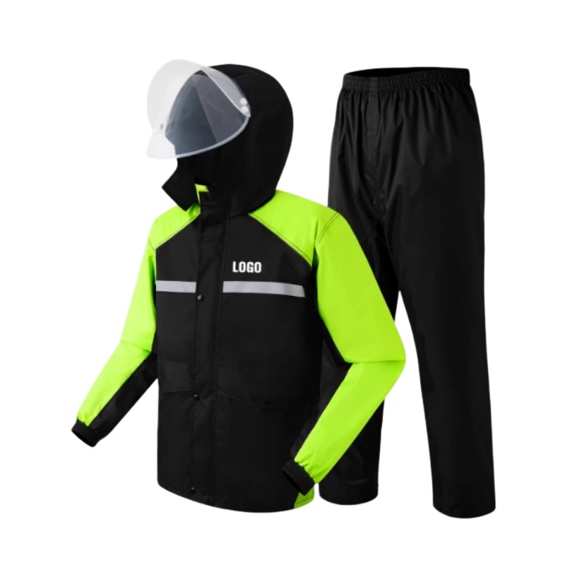 High Visibility Waterproof Raincoat Suit With Protective Face Shield For Outdoor Workers - Dragon Uniform & Apparel