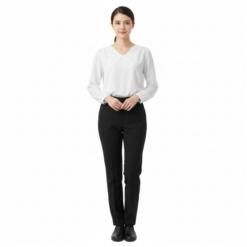 Professional Women's Long Sleeve V-Neck Blouse and Pants Uniform for Corporate Services - Dragon Uniform