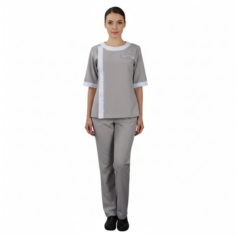 Grey and white uniform set for cleaning staff - Dragon Uniform