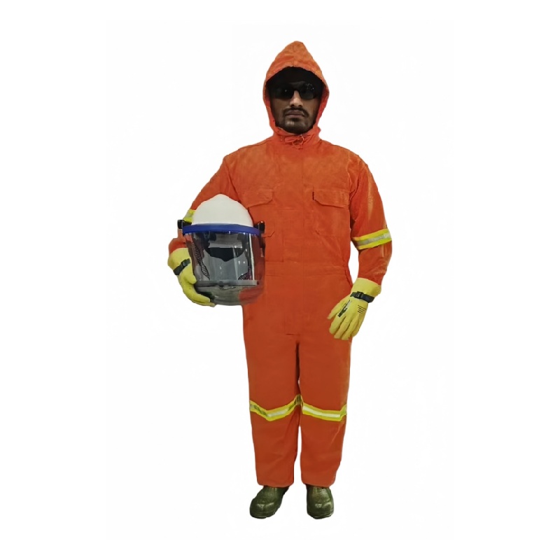 Heavy-Duty Flame-Retardant Safety Coverall Suit with Hood and Reflective Strips - Dragon Uniform