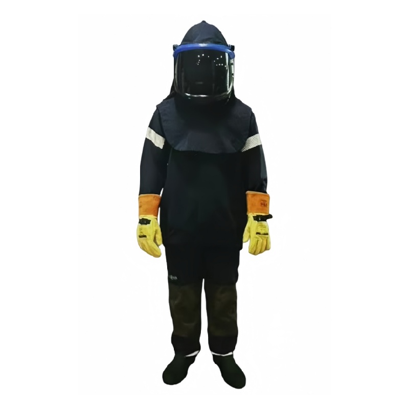 Heavy-Duty Flame-Retardant Protective Suit with Integrated Face Shield and Safety Gear for Industrial Workers - Dragon Uniform