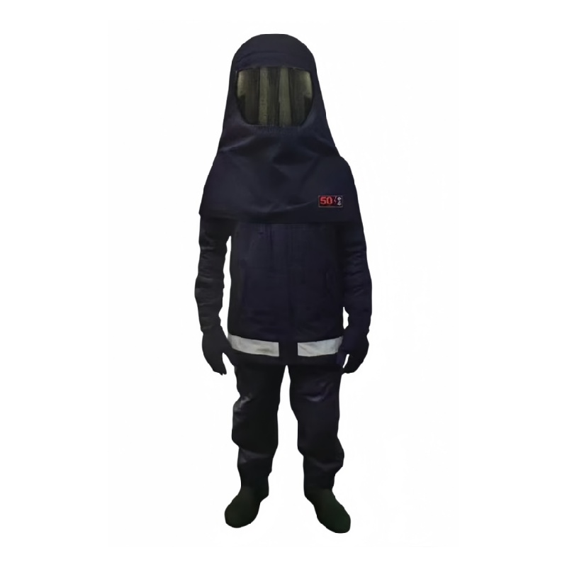 Heavy-Duty Flame-Retardant Safety Suit With Protective Hood And High-Visibility Reflective Striping - Dragon Uniform