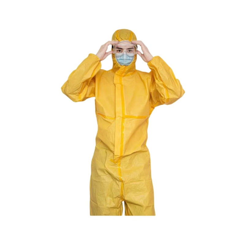 Heavy-Duty Yellow Chemical Protective Suit with Hood for Hazardous Work - Dragon Uniform