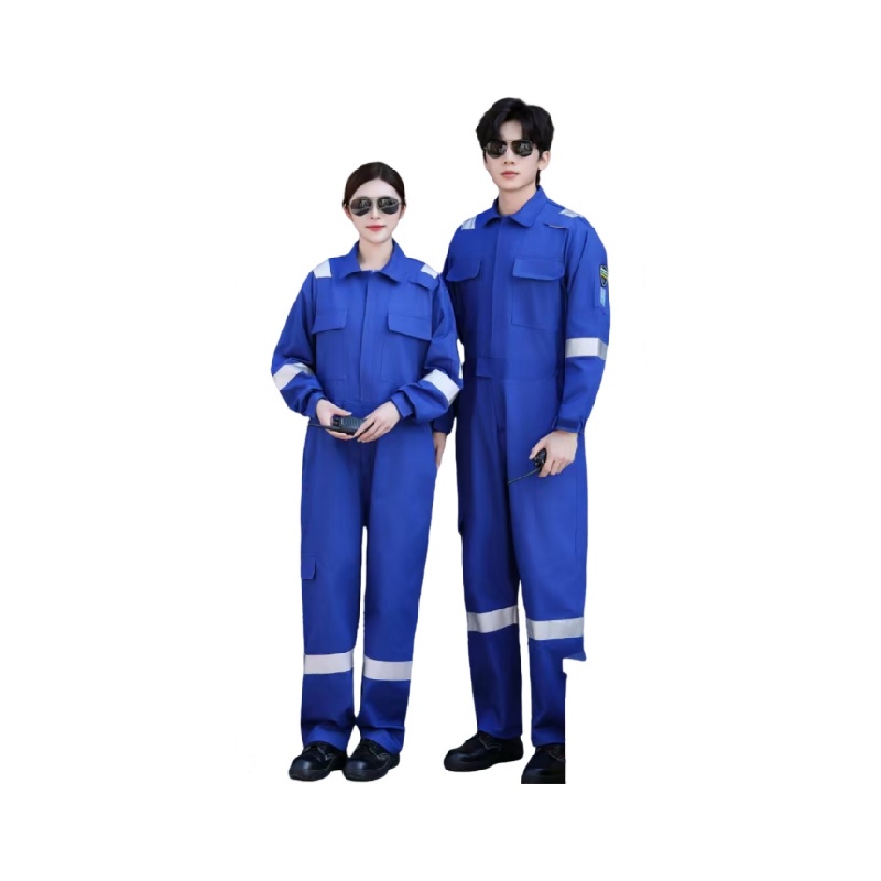 Durable Royal Blue Flame Retardant Safety Coveralls With Reflective Tape - Dragon Uniform