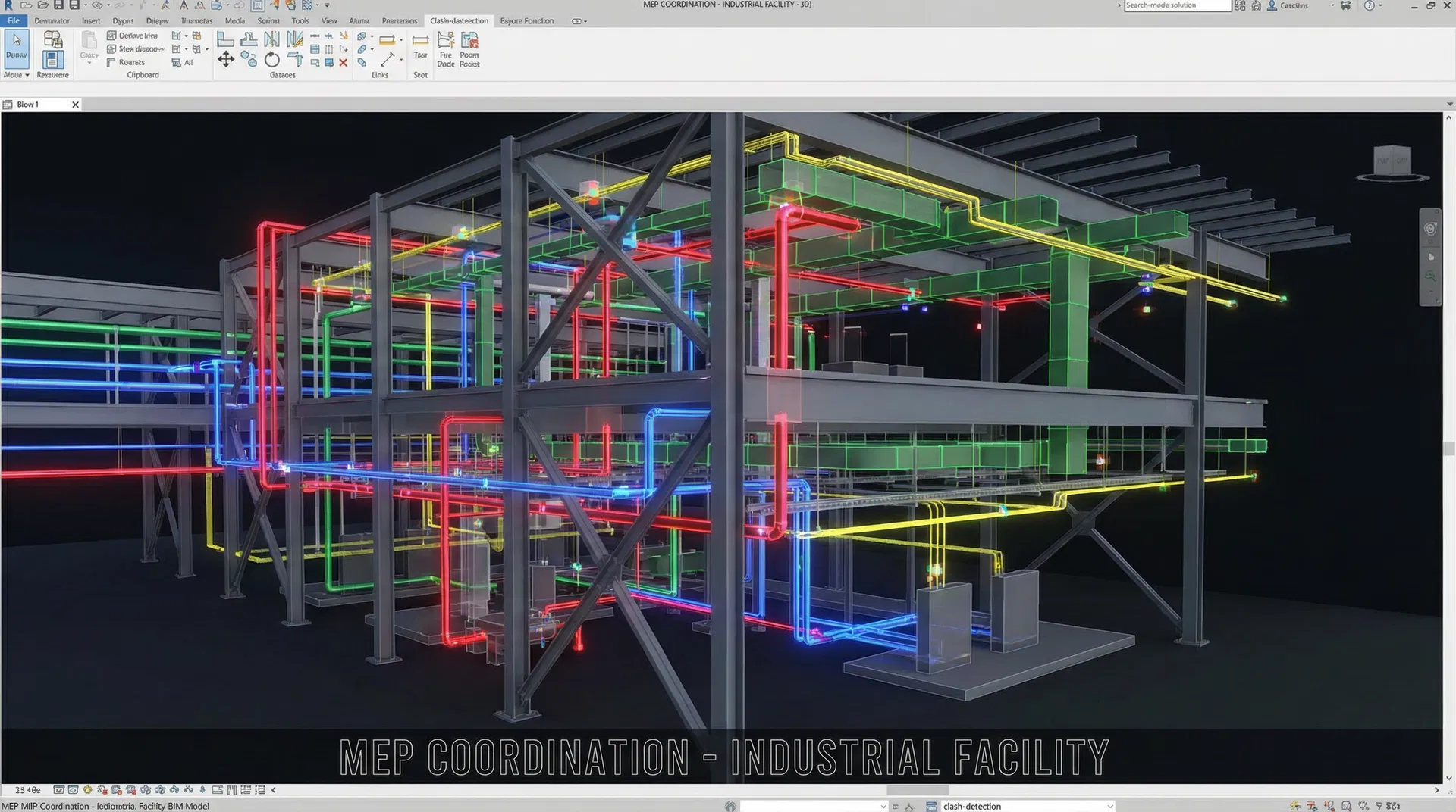 BIM MEP coordination model for industrial facility
