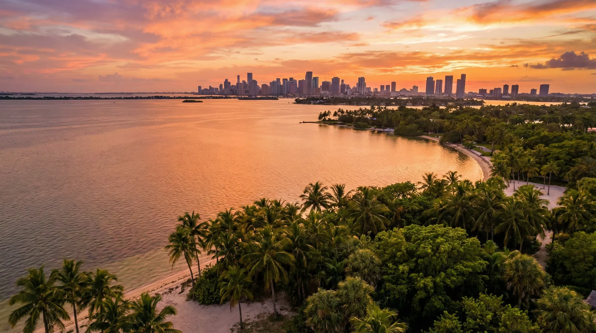 South Florida coastline and Miami skyline — service area for used cooking oil pickup
