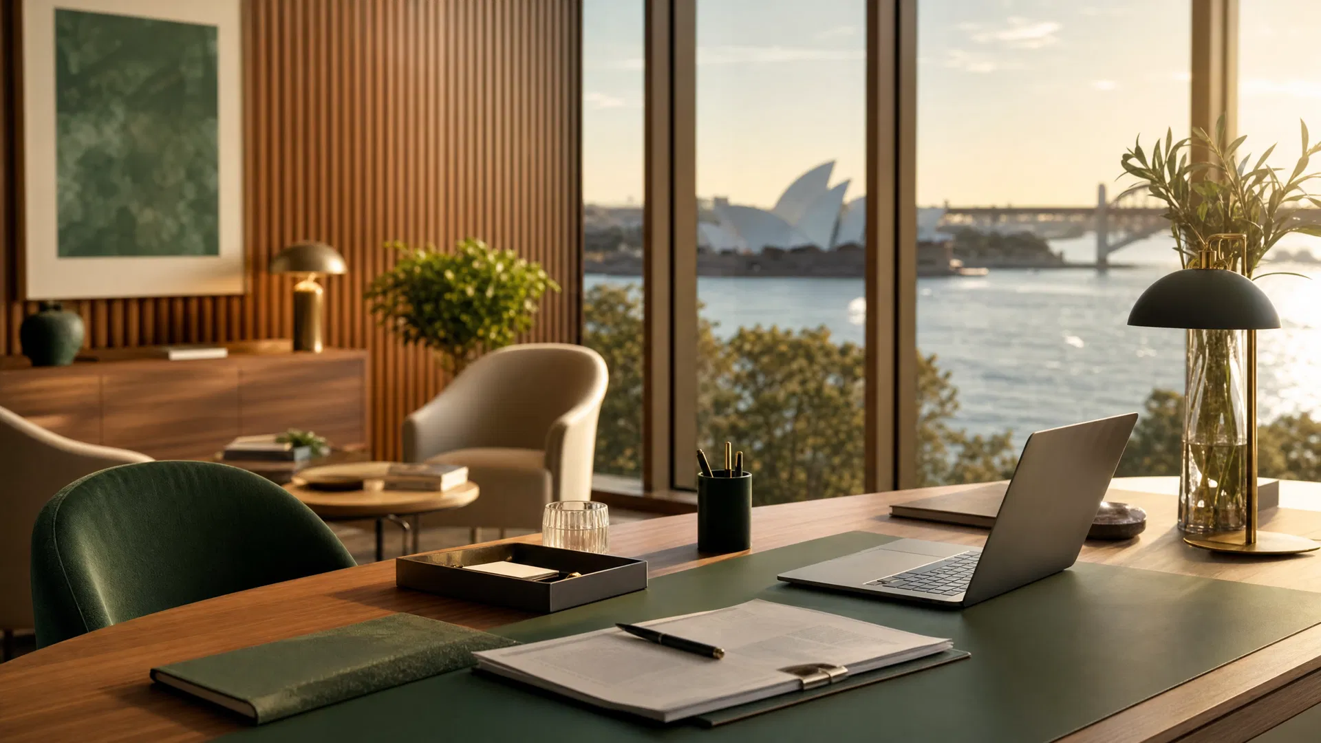 Professional adviser office overlooking Sydney Harbour