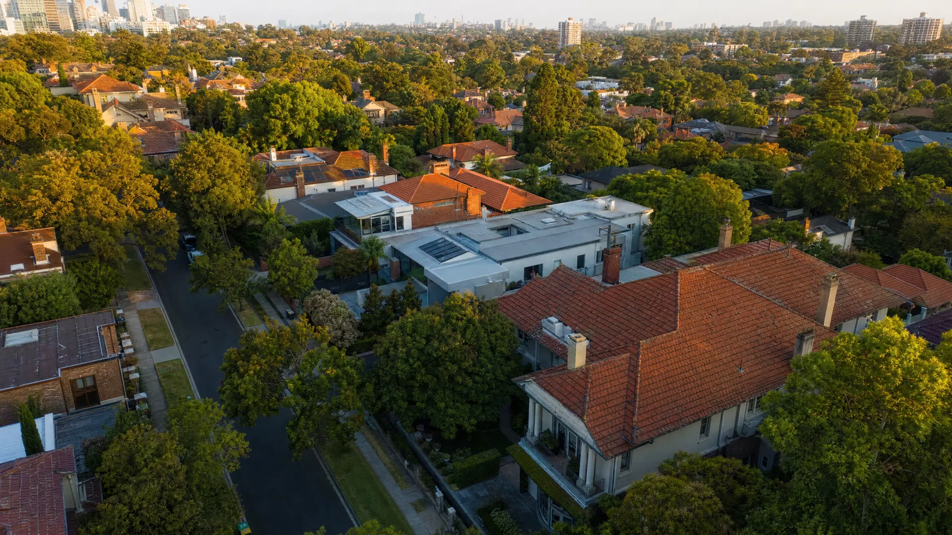 Australian residential suburb aerial view