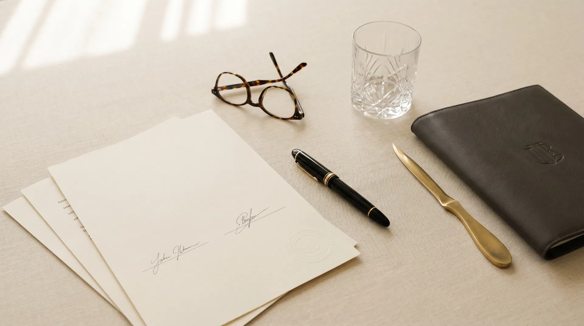 Mortgage documentation on an ivory desk — Ashcroft working papers