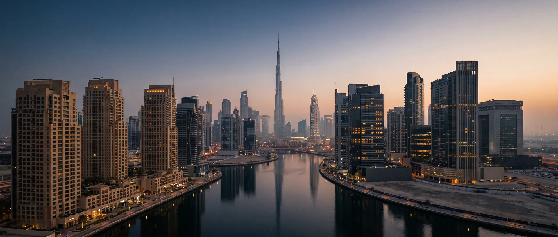 Dubai Business Bay at dusk