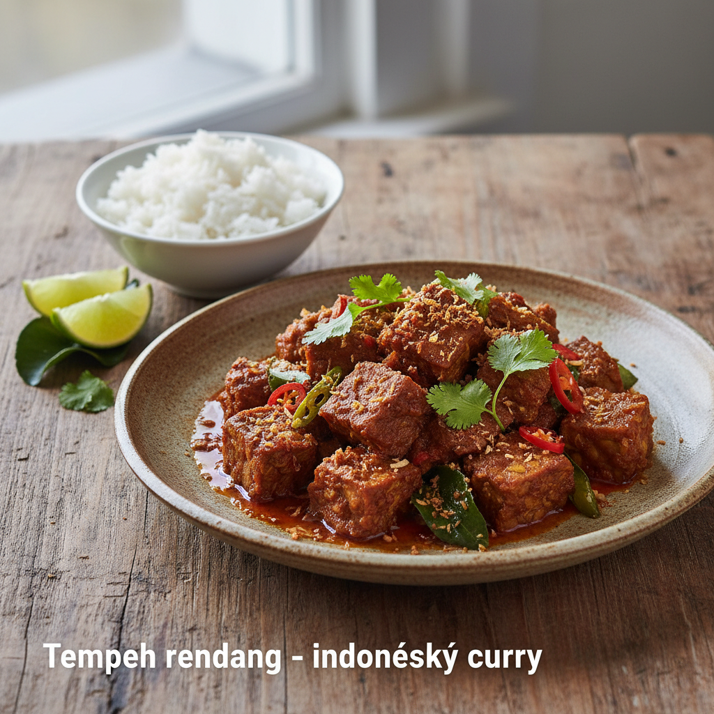 Tempeh rendang - indonéský curry