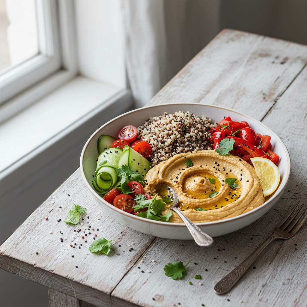 Hummus bowl s quinoou a zeleninou