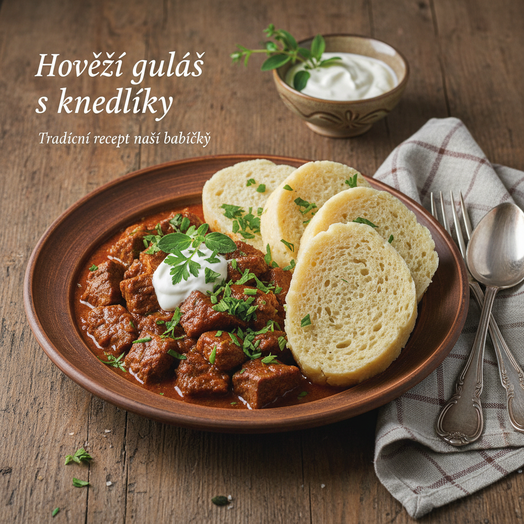 Hovězí guláš s knedlíky - klasický český recept