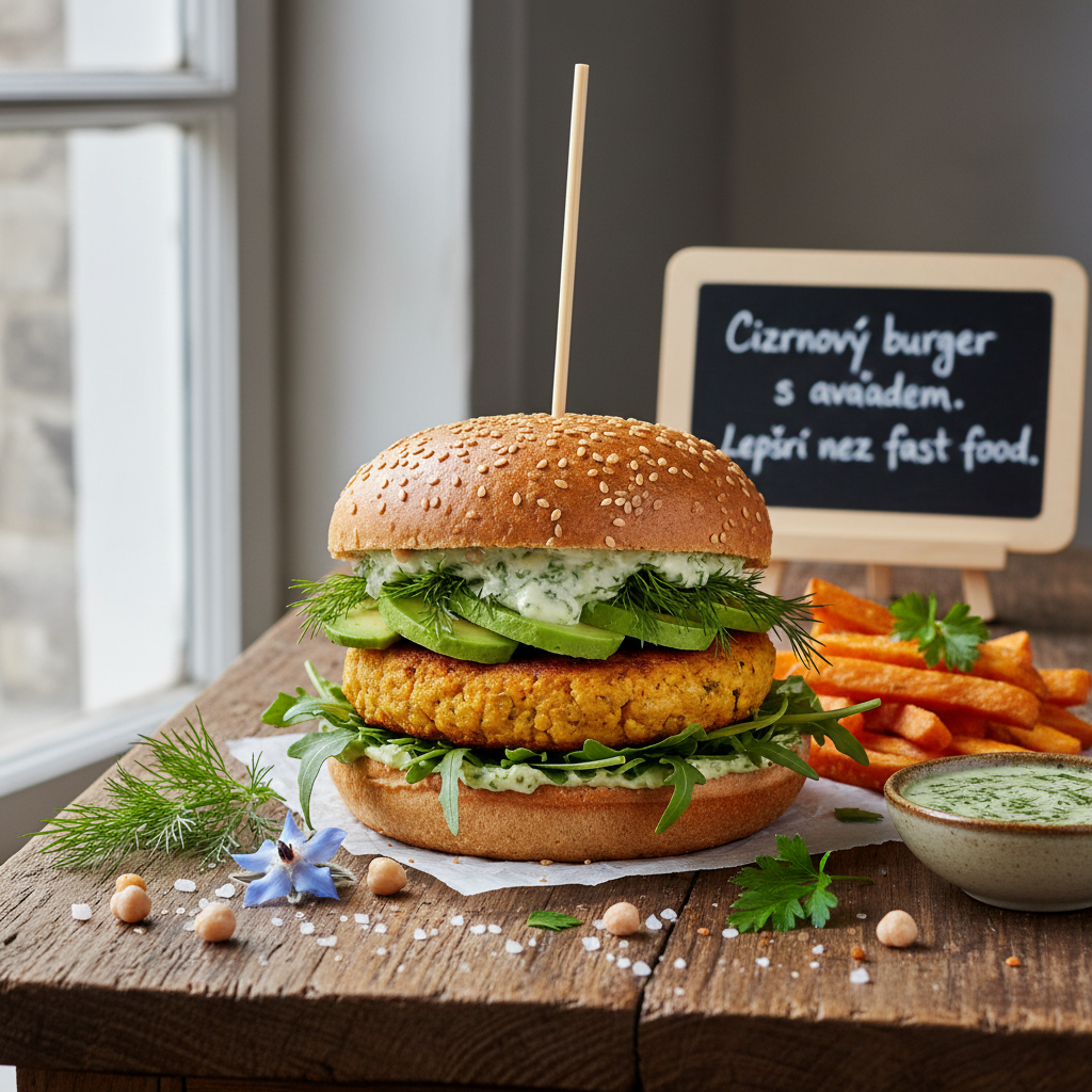 Cizrnový burger s avokádem