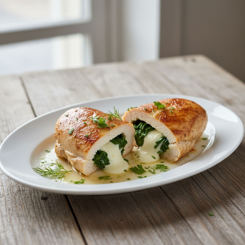 Kuřecí prsa plněná špenátem a sýrem