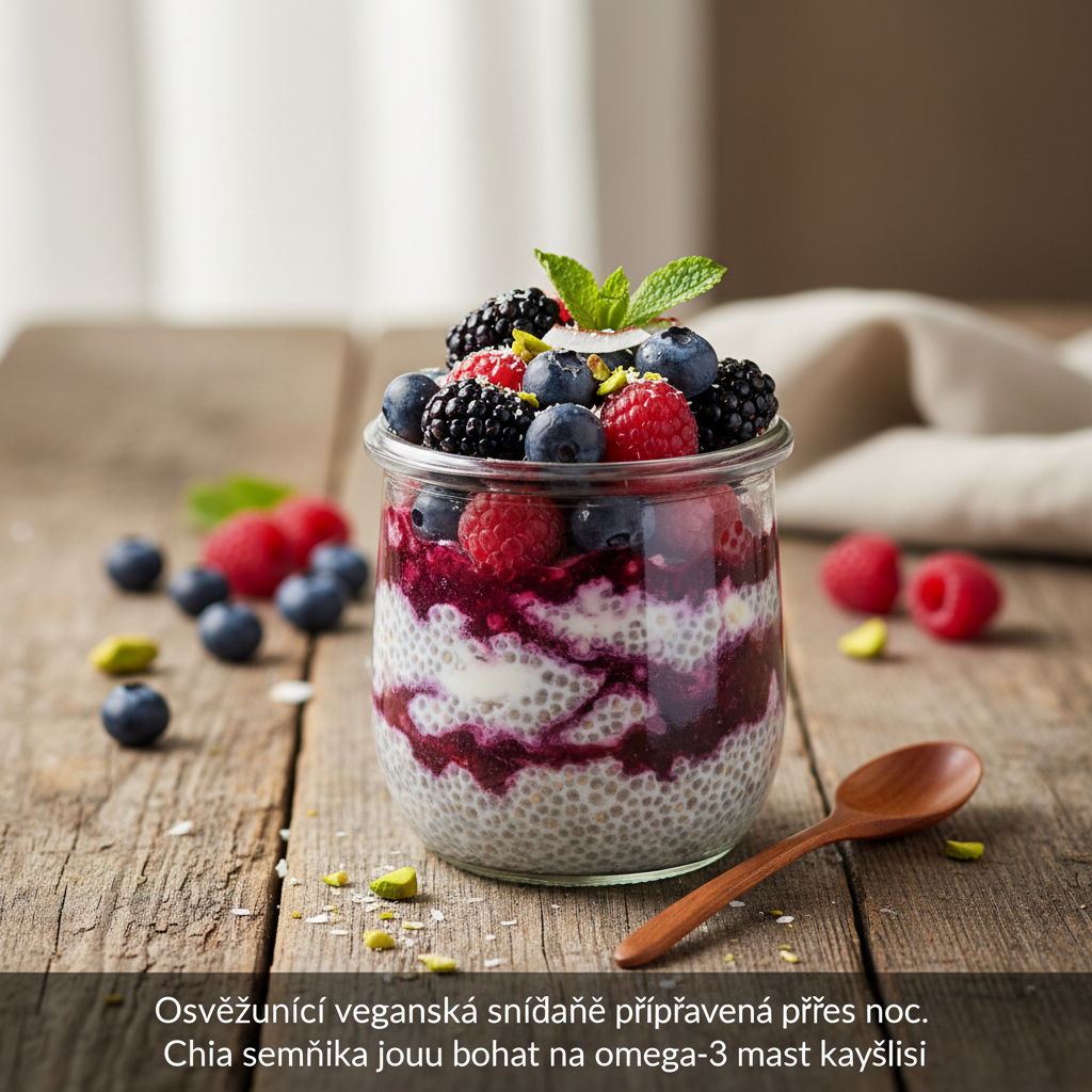 Chia pudink s kokosovým mlékem a lesním ovocem (Vegan)