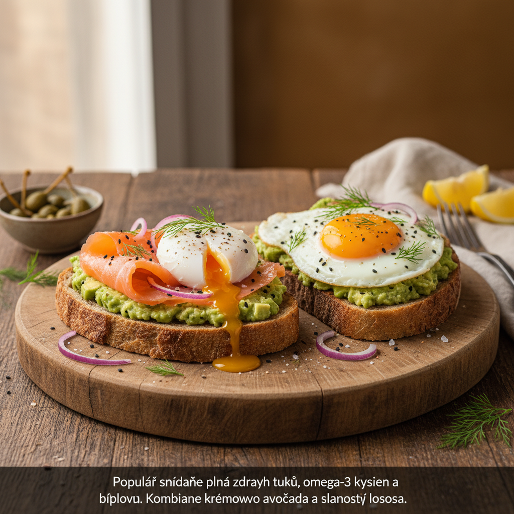 Avokádový toast s uzeným lososem a vejcem