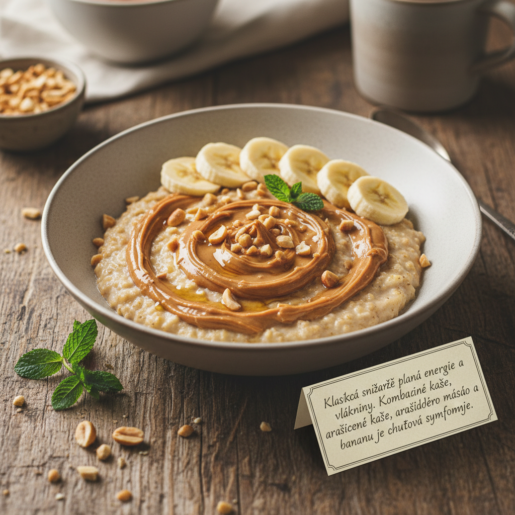 Ovesná kaše s arašídovým máslem a banánem
