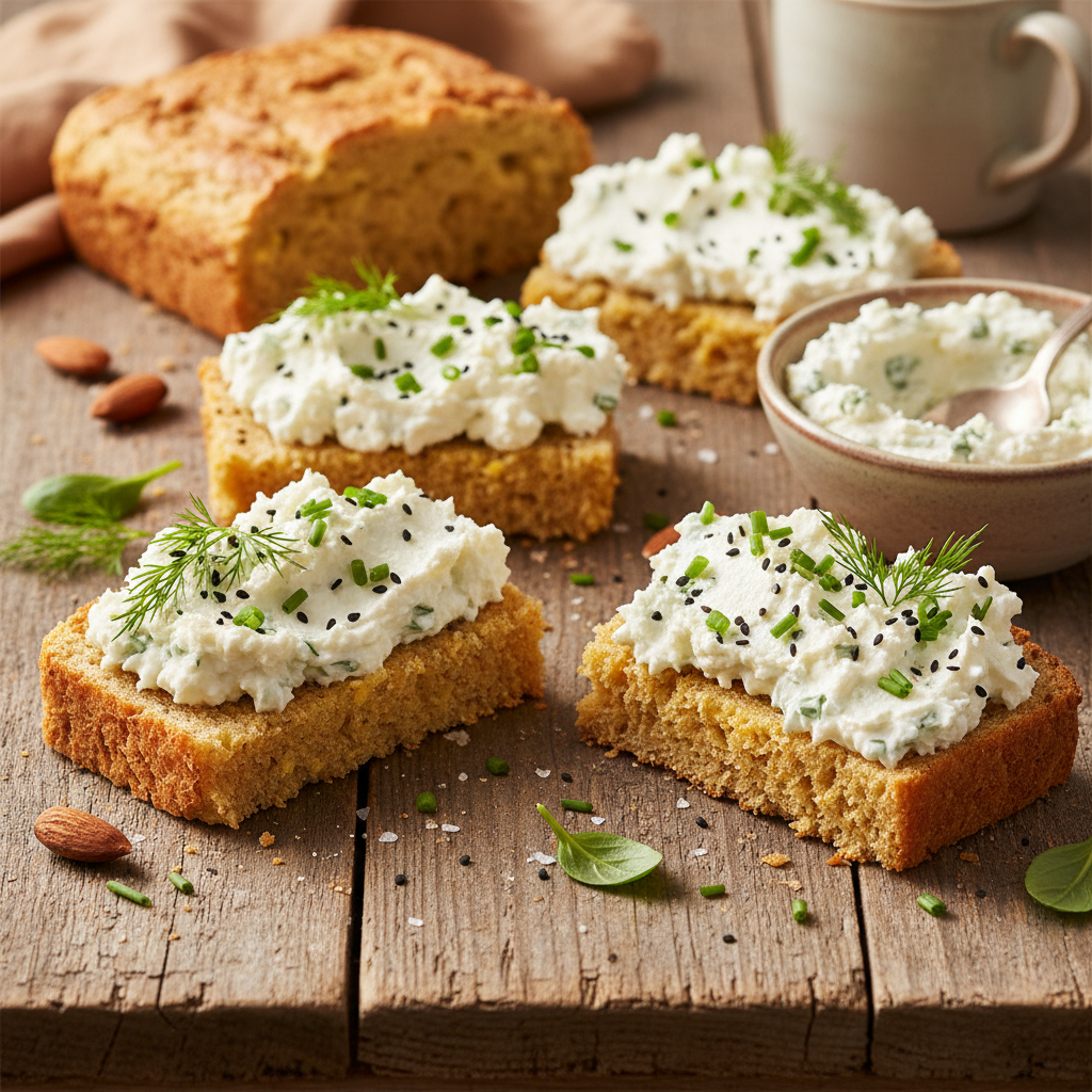 Keto chléb s krémovou sýrovou pomazánkou