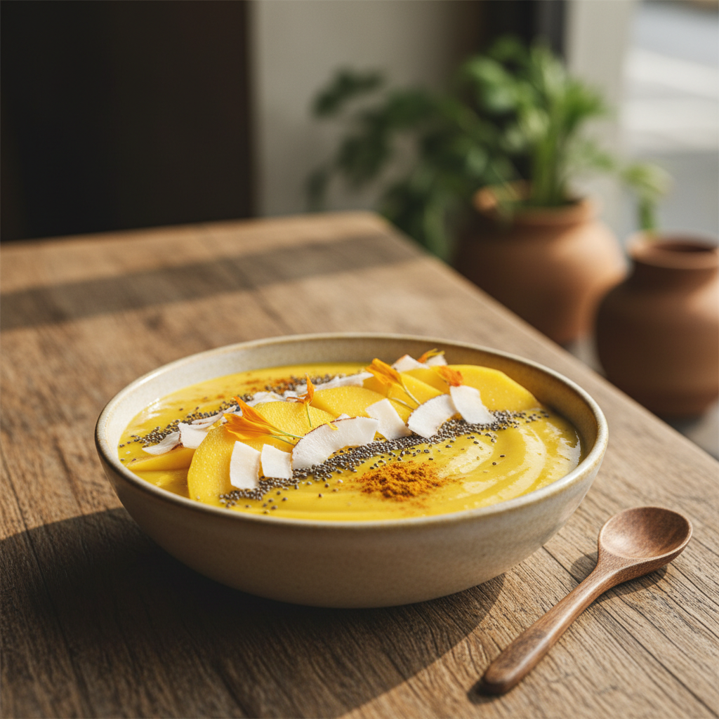 Smoothie bowl s mangem a kurkumou (Vegan, Dairy-Free)