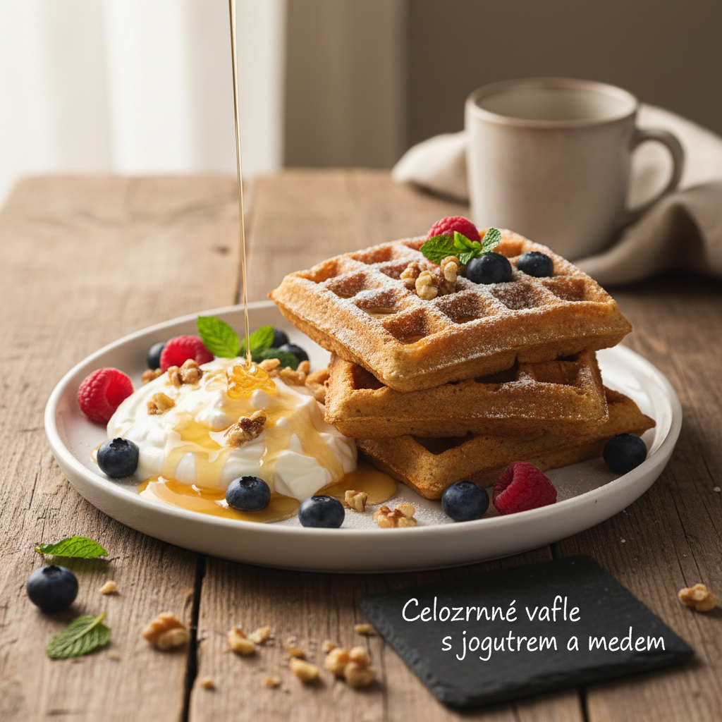 Celozrnné vafle s jogurtem a medem
