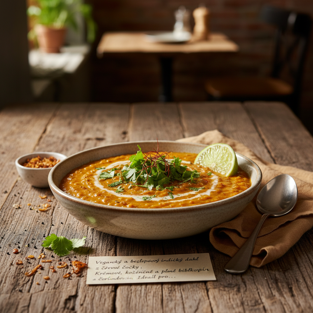Čočkový Dahl s Kokosovým Mléčkem a Koriandrem