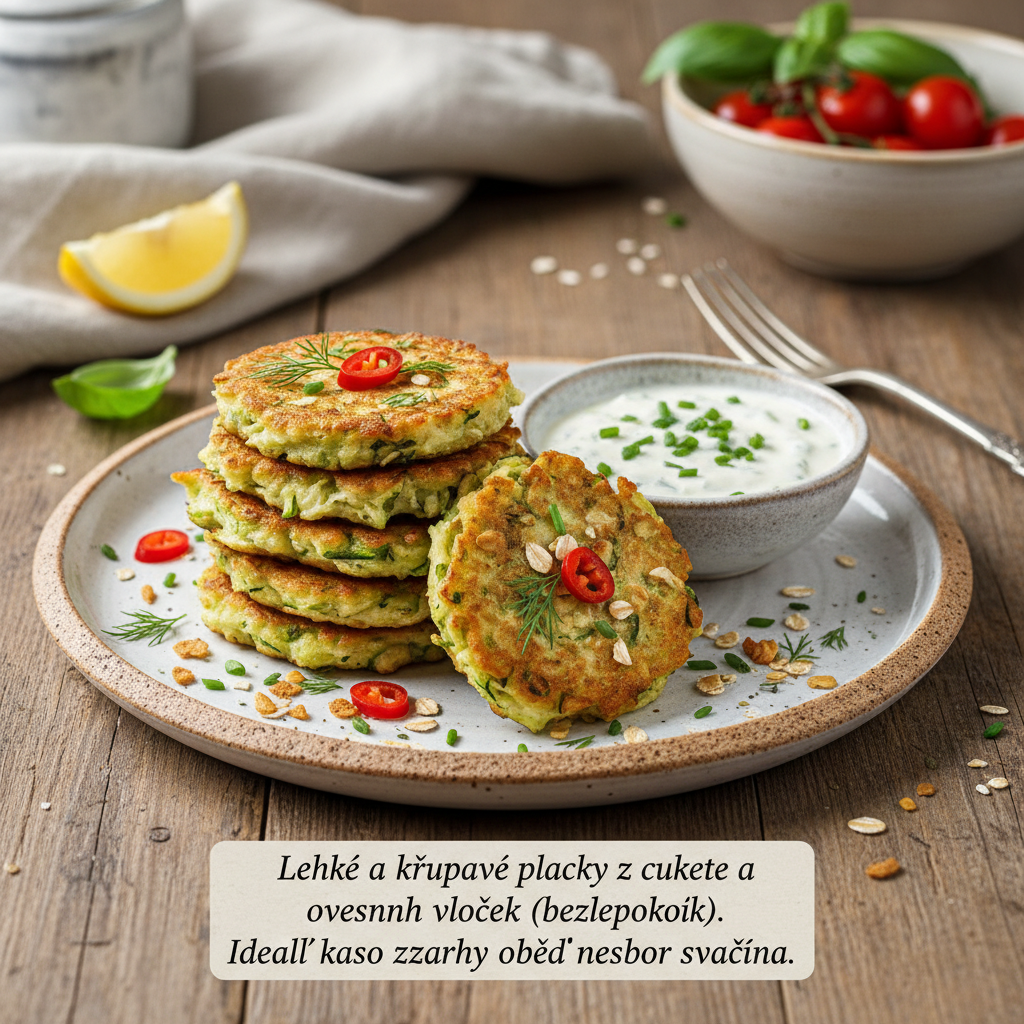 Bezlepkové Cuketové Placky s Česnekovým Dipem