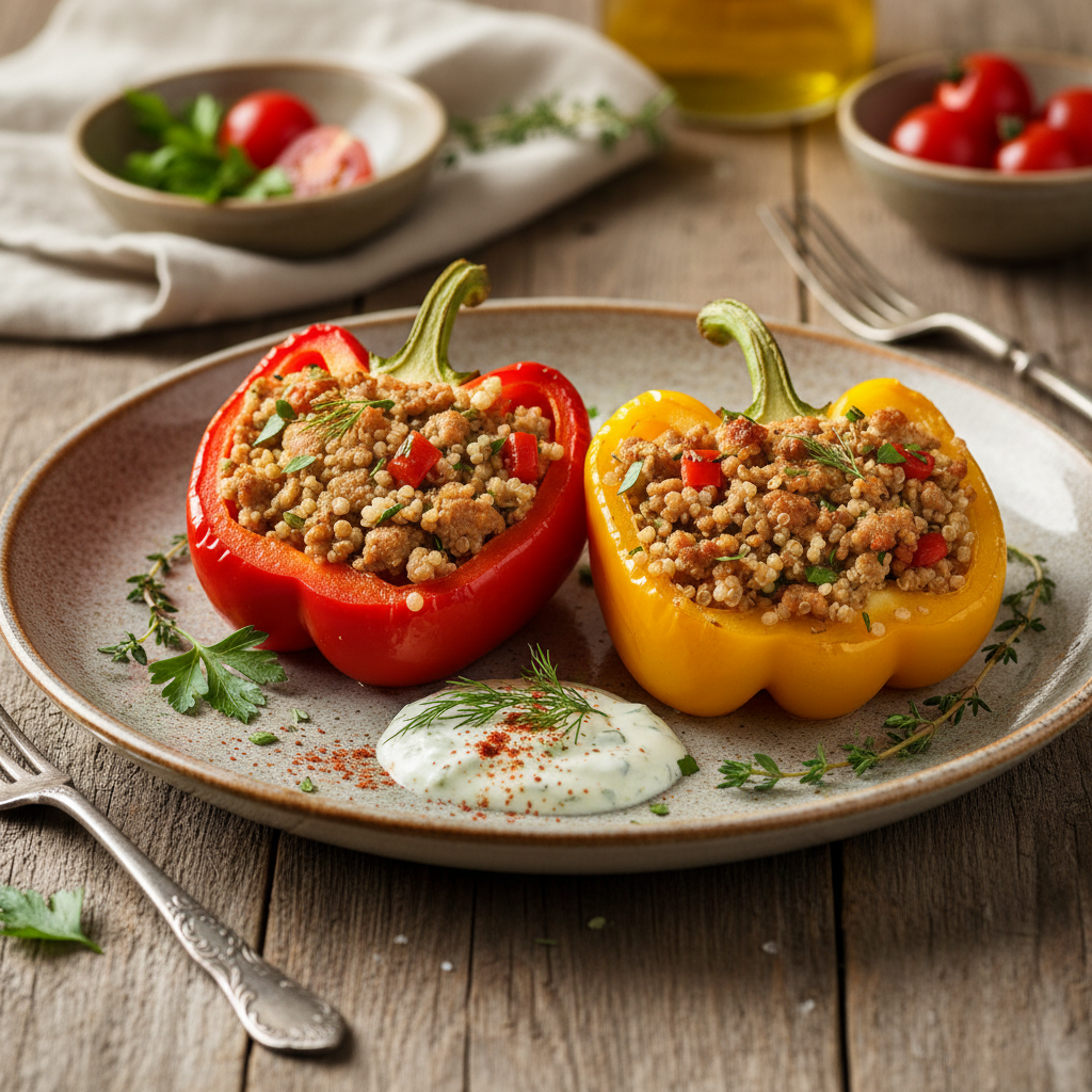 Plněné papriky s krůtím masem a quinoou